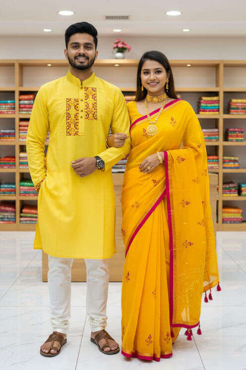 প্রিমিয়াম শাড়ি ও পাঞ্জাবি (দম্পতিদের পোশাক) - Image 4