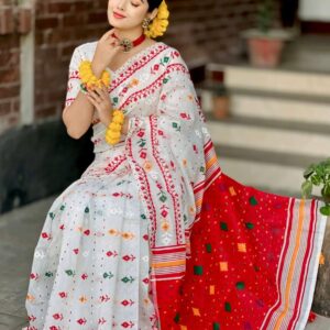 প্রিমিয়াম হাফ সিল্ক ব্লক প্রিন্ট শাড়ি